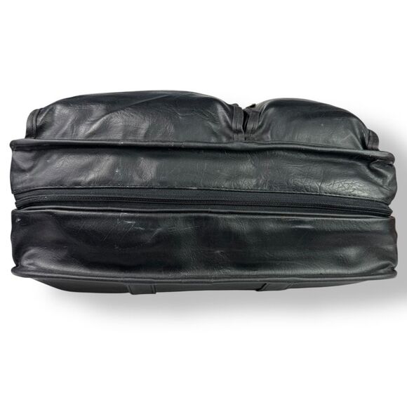 Vintage Briefcase Laptop Travel Bag Distressed Black Leather Rustic Rugged - Picture 7 of 15